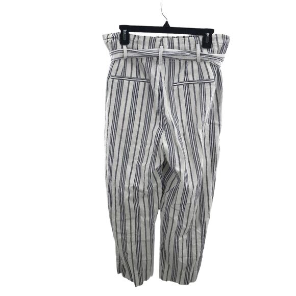 Madewell Dark Baltic Stripe Linen Cotton Paperbag Pants - Picture 7 of 11